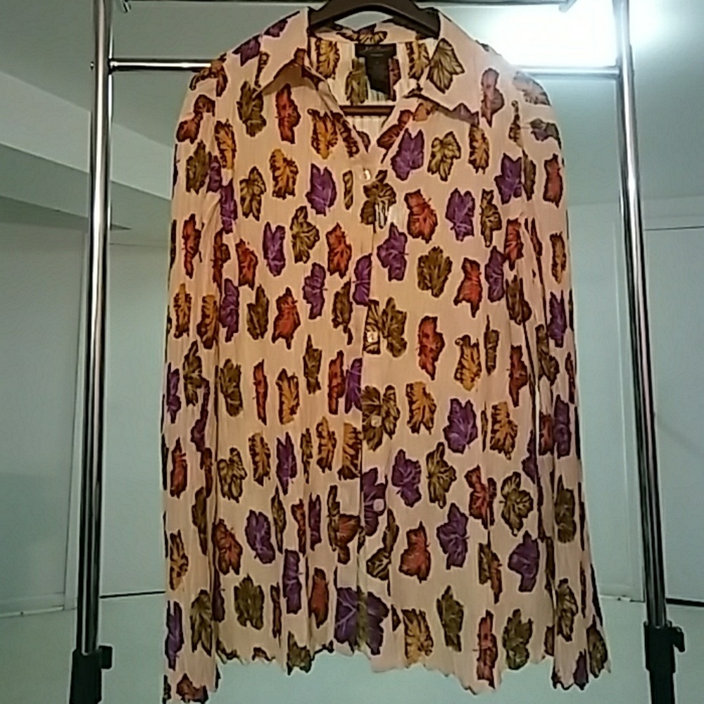 Vintage Textured Leaves Blouse